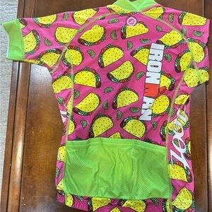 Zoot Ironman Taco Print Bike Cycling Jersey - Pink and Green